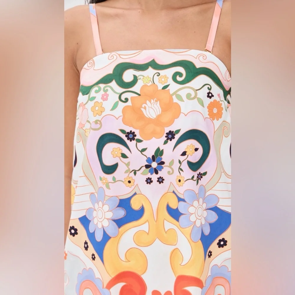 STUNNING! NWT Tuckernuck De Loreta Watercolor Aloe Strapless Dress XL 12 14 16 - Picture 8 of 8